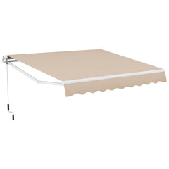 4 x 2.5 m Patio Retractable Awning with Manual Crank Handle-Beige