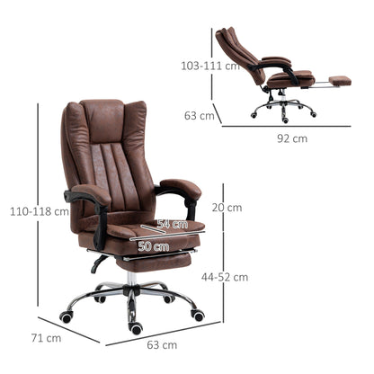 Vinsetto Executive Office Chair Computer Swivel Chair for Home with Arm, Footrest, Brown