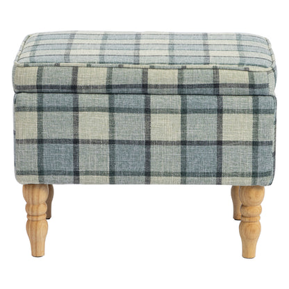 HOMCOM Linen Fabric Upholstered Footstool, Rectangular Storage Stool with Removable Top, Padded Seat and Hidden Space, Grey