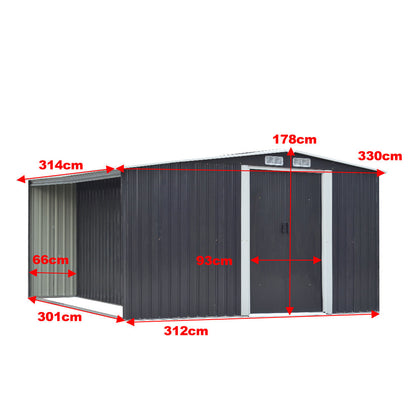 10.8 ft H Steel Garden Storage Bike Shed with Gable Roof Top Air Circulation Design