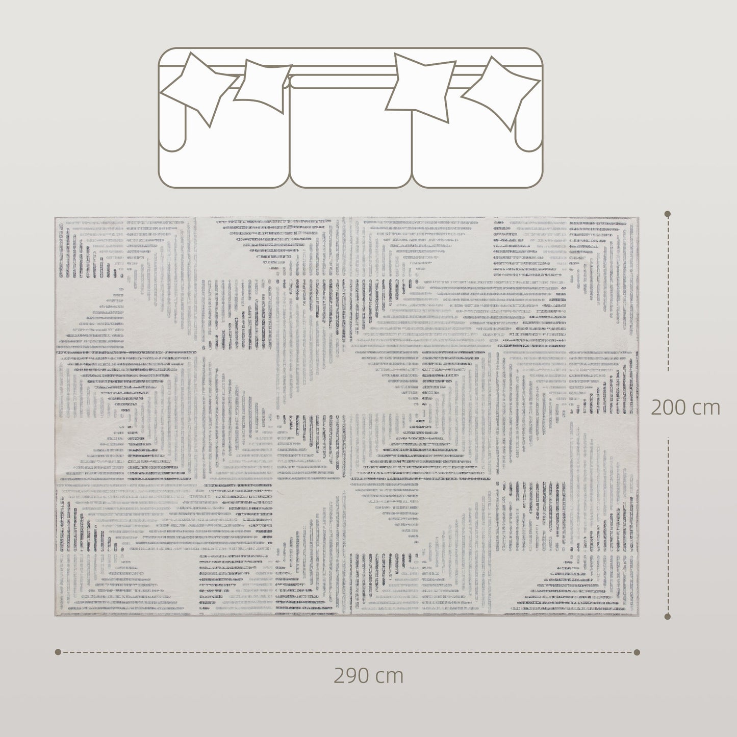 HOMCOM Modern Area Rug, Geometric Pattern Non-Slip Washable Rug, Soft Floor Carpet for Living Room, Bedroom, Dining Room, Home Office, 290 x 200 cm, Grey