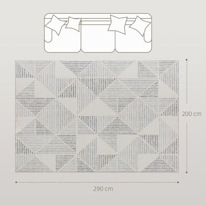 HOMCOM Modern Area Rug, Geometric Pattern Non-Slip Washable Rug, Soft Floor Carpet for Living Room, Bedroom, Dining Room, Home Office, 290 x 200 cm, Grey