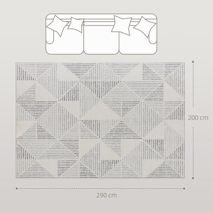HOMCOM Modern Area Rug, Geometric Pattern Non-Slip Washable Rug, Soft Floor Carpet for Living Room, Bedroom, Dining Room, Home Office, 290 x 200 cm, Grey