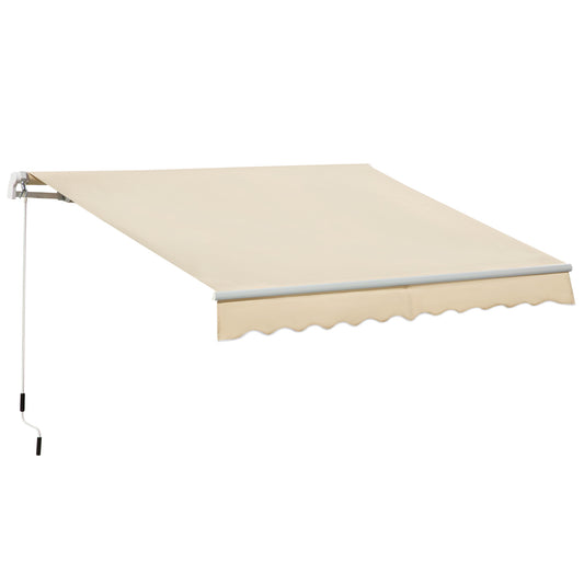 Outsunny 3.5M x 2.5M Manual Awning Canopy Retractable Sun Shade Shelter for Garden Patio