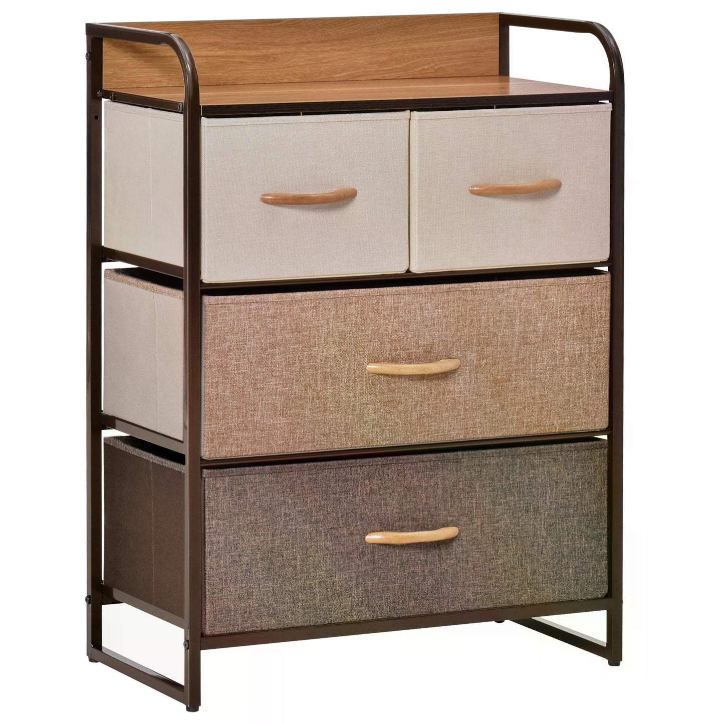 HOMCOM 4-Drawer Dresser, 3-Tier Storage Organizer, Tower Unit for Bedroom Hallway Closets with Steel Frame Wooden Top