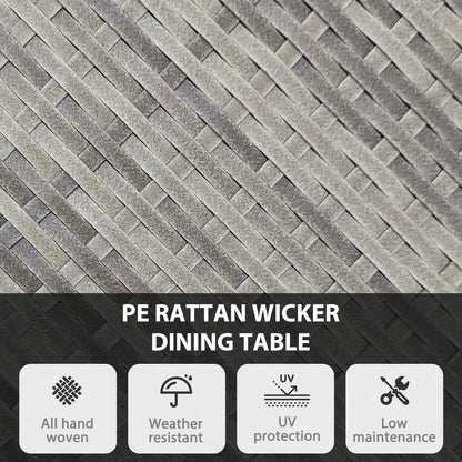 Outsunny 70 cm Wood-Effect Rattan Garden Table - Natural Wood Finish