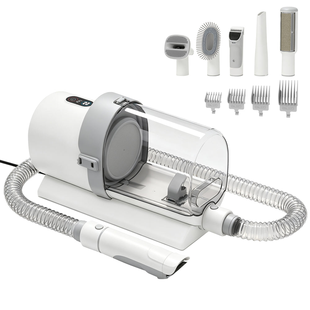 PawHut Dog Grooming Kit with 10Kpa Vacuum, 2.5L Dog Vacuum Groomer & Clipper, 5 in 1 Pet Grooming Kit, Low Noise 65dB