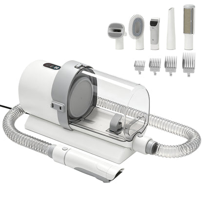 PawHut Dog Grooming Kit with 10Kpa Vacuum, 2.5L Dog Vacuum Groomer & Clipper, 5 in 1 Pet Grooming Kit, Low Noise 65dB