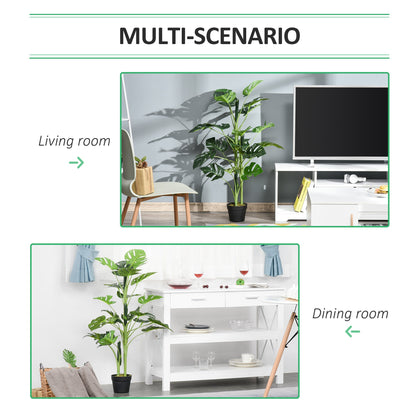Outsunny 100cm/3.3FT Artificial Monstera Tree Decorative Cheese Plant 21 Leaves with Nursery Pot, Fake Tropical Palm Tree for Indoor DÃ©cor