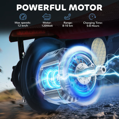 HOMCOM Foldable Electric Scooter, with LED Headlights, for Ages 7-14 Years, Red