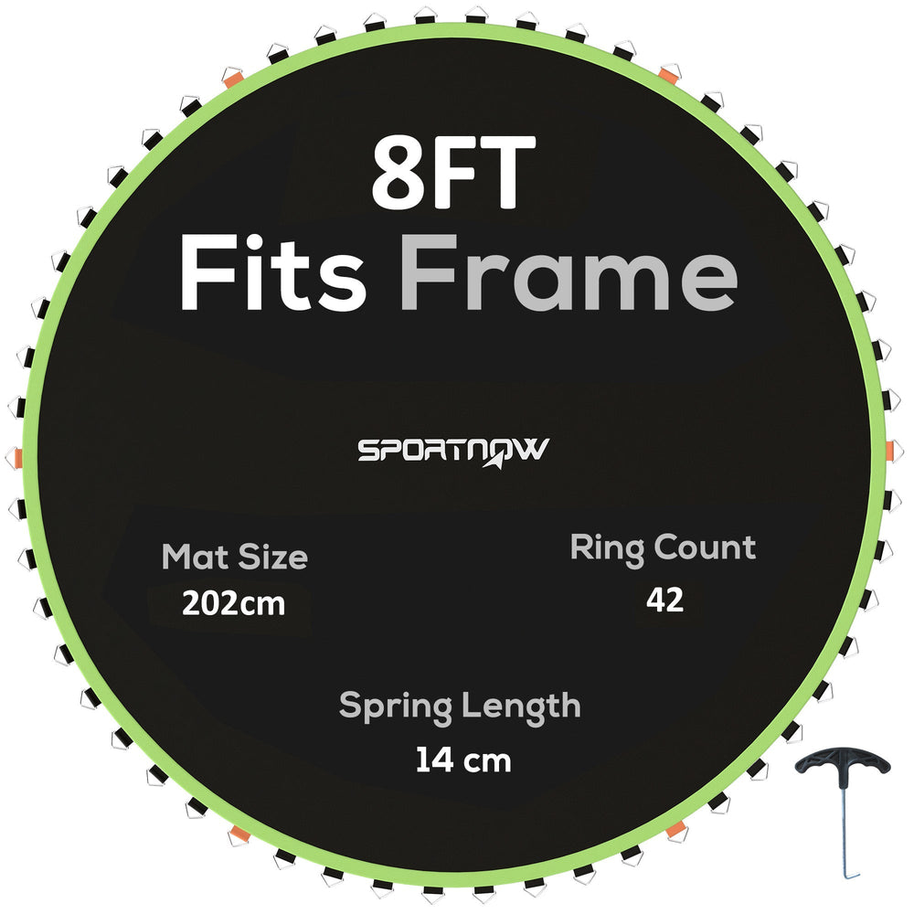 SPORTNOW Trampoline Replacement Mat with Spring Pull Tool, 42 V-Hooks, for 8ft Trampoline using 14cm Springs, Green