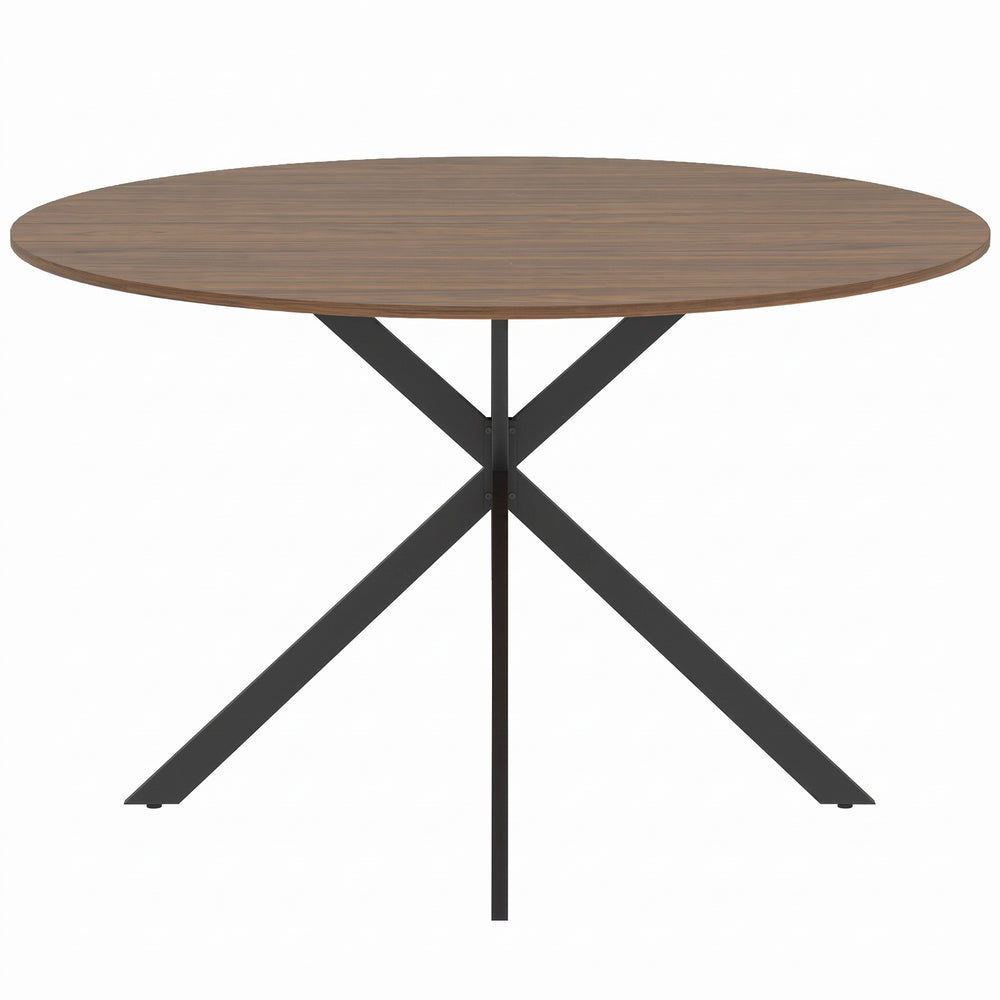 HOMCOM Dining Table for 4, 120 cm Industrial Kitchen Table with Wood Effect Tabletop and Steel Legs, Brown