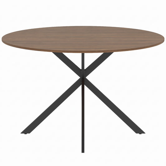 HOMCOM Dining Table for 4, 120 cm Industrial Kitchen Table with Wood Effect Tabletop and Steel Legs, Brown