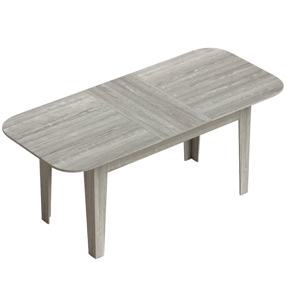 HOMCOM Extendable Oval Dining Table for 4-6, Modern Expandable Kitchen Table, Round Edges, Grey Wood Effect