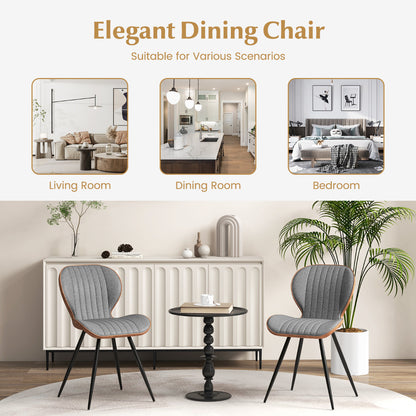 4 Set Armless Dining Chair Modern Accent Chairs with Curved Backrest-Grey