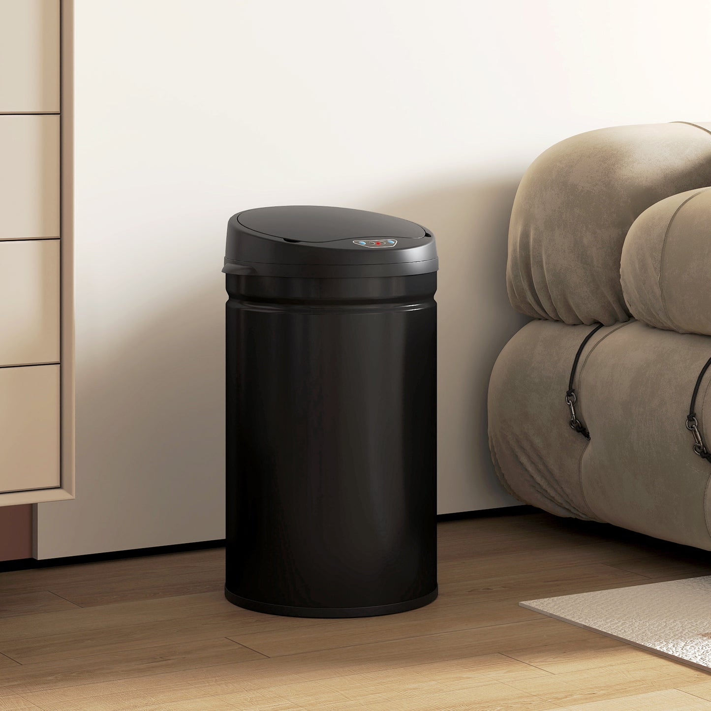 HOMCOM 30L Stainless Steel Sensor Bin - Black