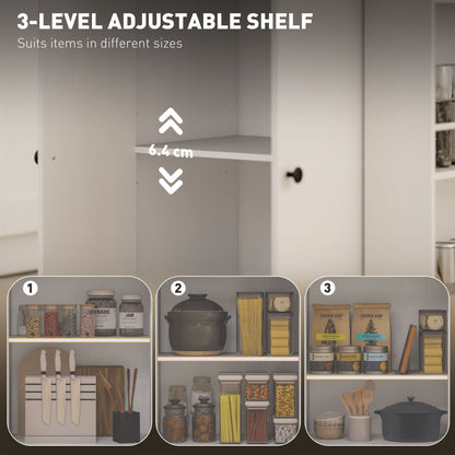 HOMCOM Rolling Kitchen Island with 3-Tier Spice Rack, Kitchen Storage Cart with Drawer and Towel Rack, White