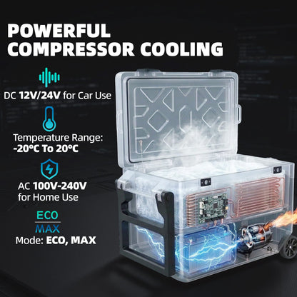 Outsunny 42.5L Compressor Car Fridge Freezer, Camping Refrigerator with App Control, 20Â°C-20Â°C