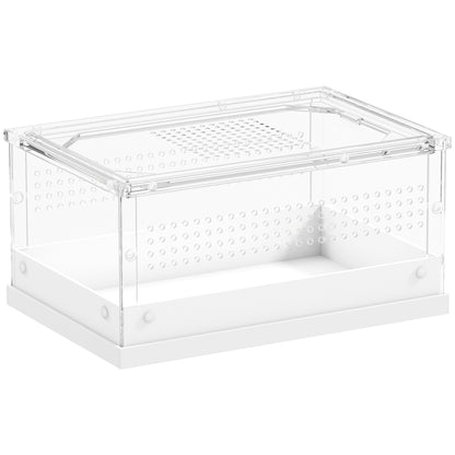 PawHut Acrylic Reptile Terrarium with Top Sliding Door, Vents, for Snake, Frog, Spider, Gecko, Tarantula, 30 x 20 x 15 cm
