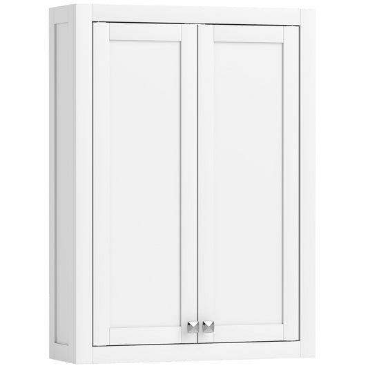 HOMCOM Bathroom Wall Cabinet with Adjustable Shelves - White