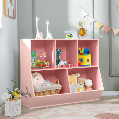 5-Cube Kids Toy Storage Organizer with Anti-Tipping Kits-Pink
