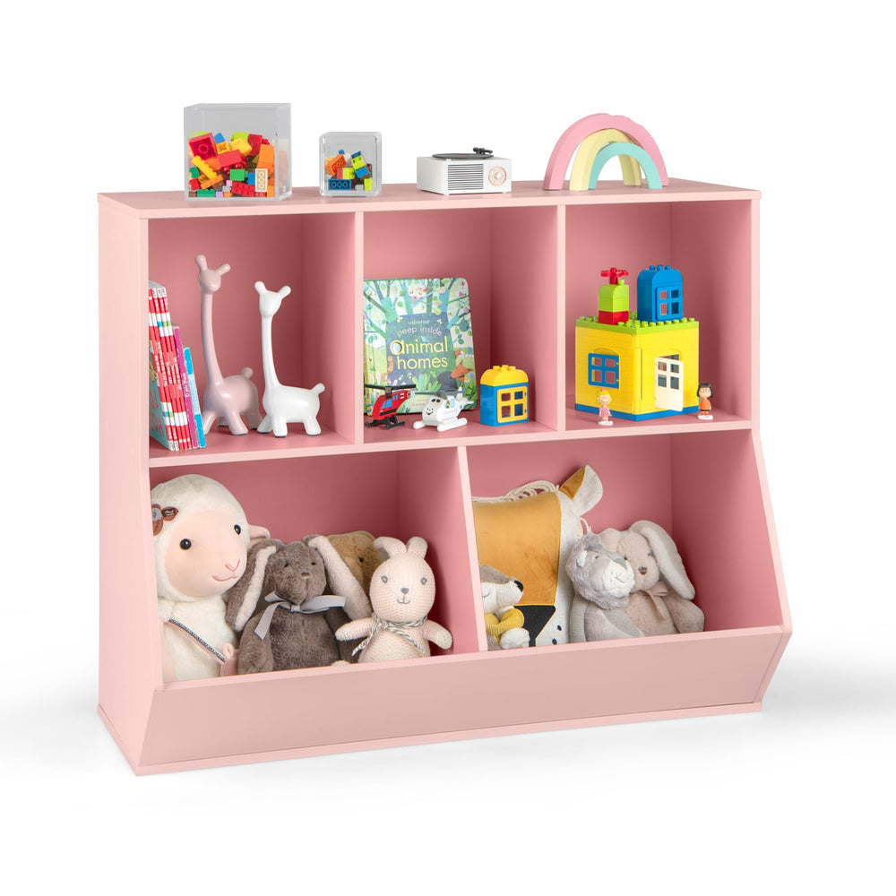 5-Cube Kids Toy Storage Organizer with Anti-Tipping Kits-Pink