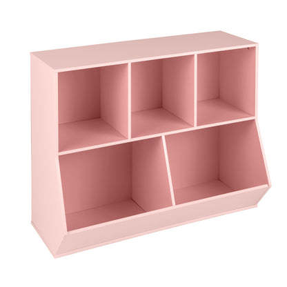 5-Cube Kids Toy Storage Organizer with Anti-Tipping Kits-Pink