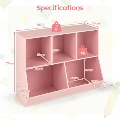 5-Cube Kids Toy Storage Organizer with Anti-Tipping Kits-Pink