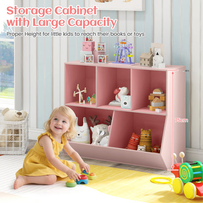 5-Cube Kids Toy Storage Organizer with Anti-Tipping Kits-Pink