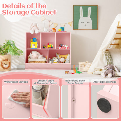 5-Cube Kids Toy Storage Organizer with Anti-Tipping Kits-Pink