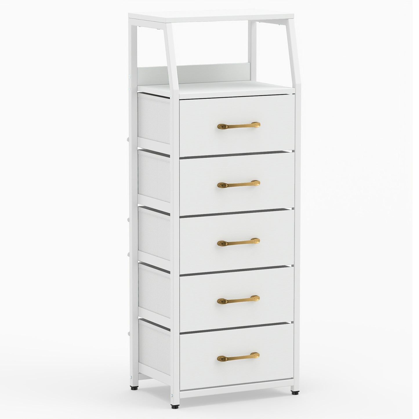 5-Drawer Storage Cabinet with Detachable Foldable Fabric Drawers and Anti-Tipping Kits-White