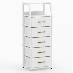 5-Drawer Storage Cabinet with Detachable Foldable Fabric Drawers and Anti-Tipping Kits-White
