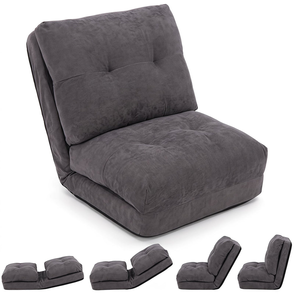 5-Level Adjustable Floor Chair for Adults with Back Support and Comfy Padded Cushions-Grey