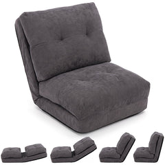 5-Level Adjustable Floor Chair for Adults with Back Support and Comfy Padded Cushions-Grey