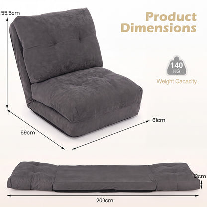 5-Level Adjustable Floor Chair for Adults with Back Support and Comfy Padded Cushions-Grey