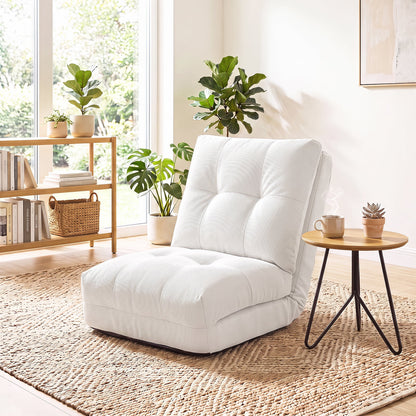 5-Level Adjustable Floor Chair for Adults with Back Support and Comfy Padded Cushions-White