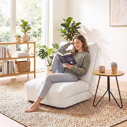 5-Level Adjustable Floor Chair for Adults with Back Support and Comfy Padded Cushions-White