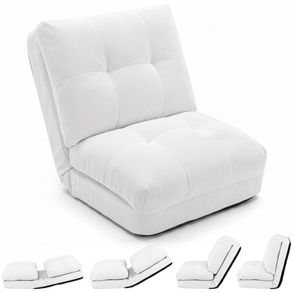 5-Level Adjustable Floor Chair for Adults with Back Support and Comfy Padded Cushions-White