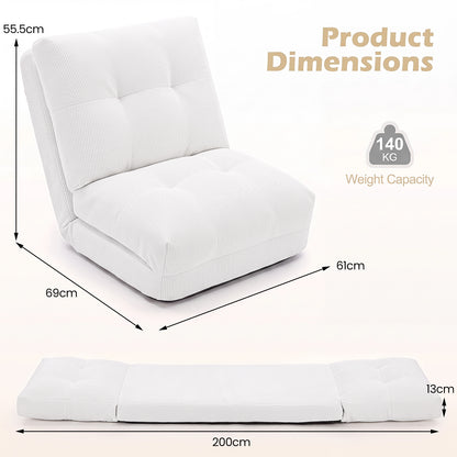 5-Level Adjustable Floor Chair for Adults with Back Support and Comfy Padded Cushions-White