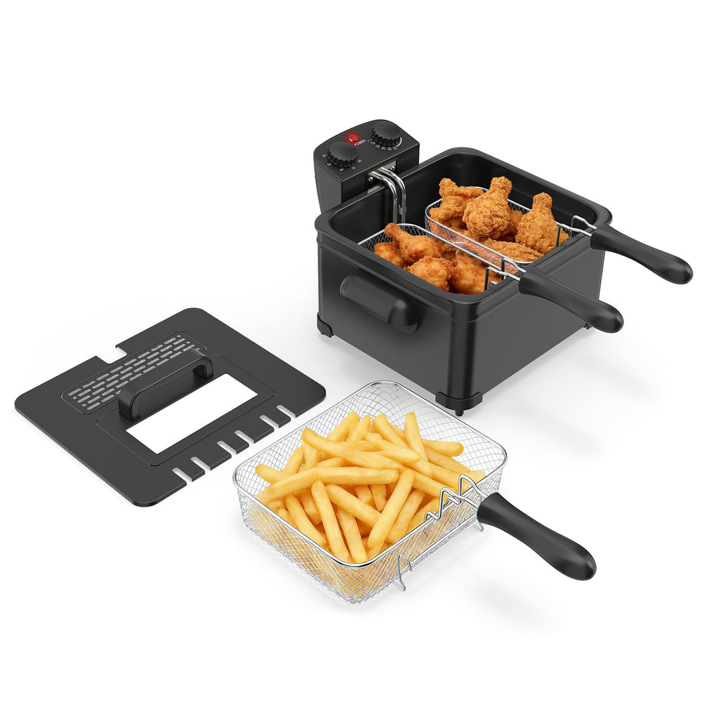 5 Liter 2000W Electric Deep Fryer Oil Fryer with 3 Detachable Frying Baskets
