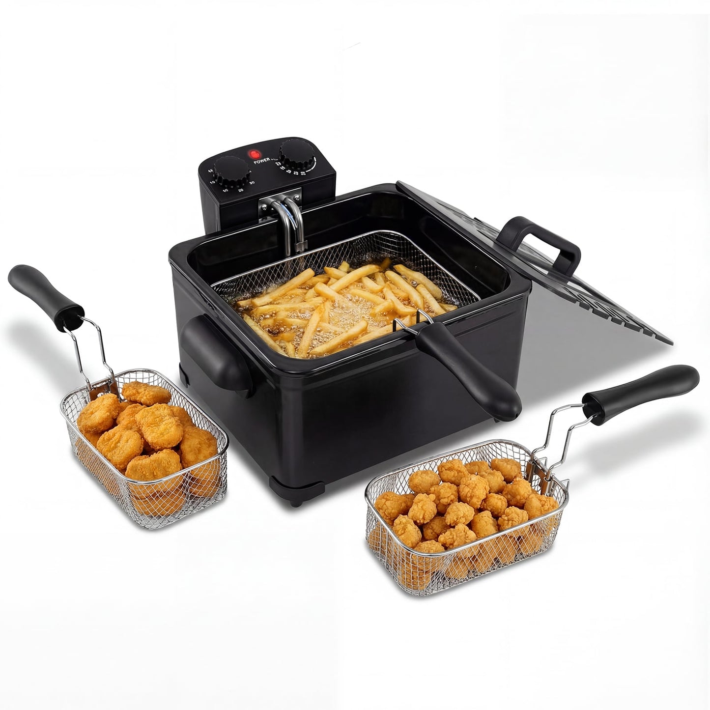 5 Liter 2000W Electric Deep Fryer Oil Fryer with 3 Detachable Frying Baskets
