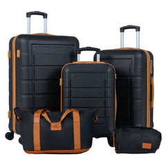 5-Piece Luggage Set with Universal Wheels and ABS Hard Shell for Travel-Black