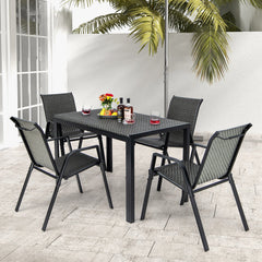 5 Piece Patio Rattan Dining Set Outdoor Table and Chairs Set for 4