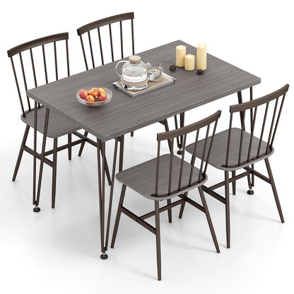5-Piece Dining Table Set for 4 with Swivel Feet for Living Room-Grey