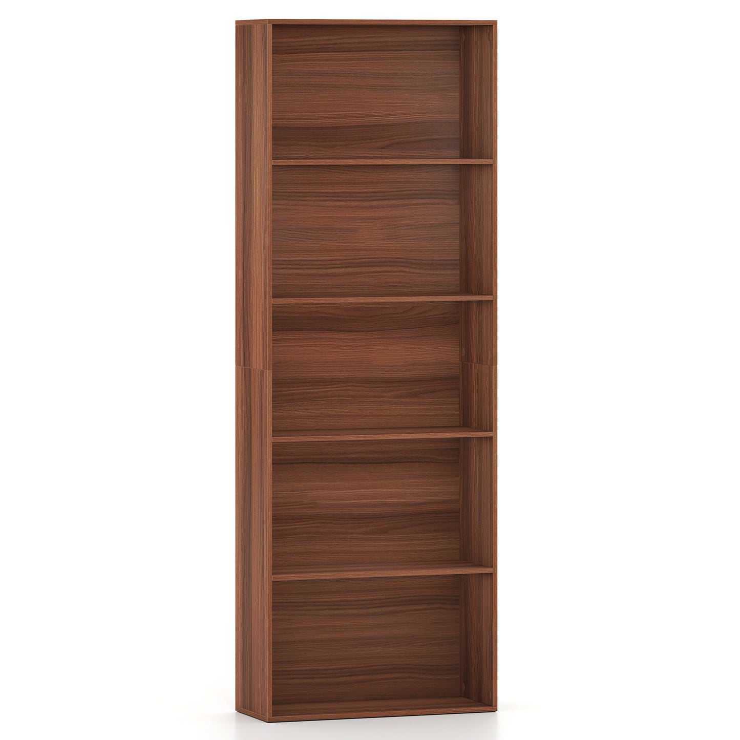 5-Tier Bookshelf with Freestanding Display Shelf and Storage Organizer for Living Room-Brown