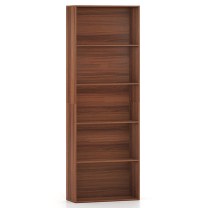 5-Tier Bookshelf with Freestanding Display Shelf and Storage Organizer for Living Room-Brown