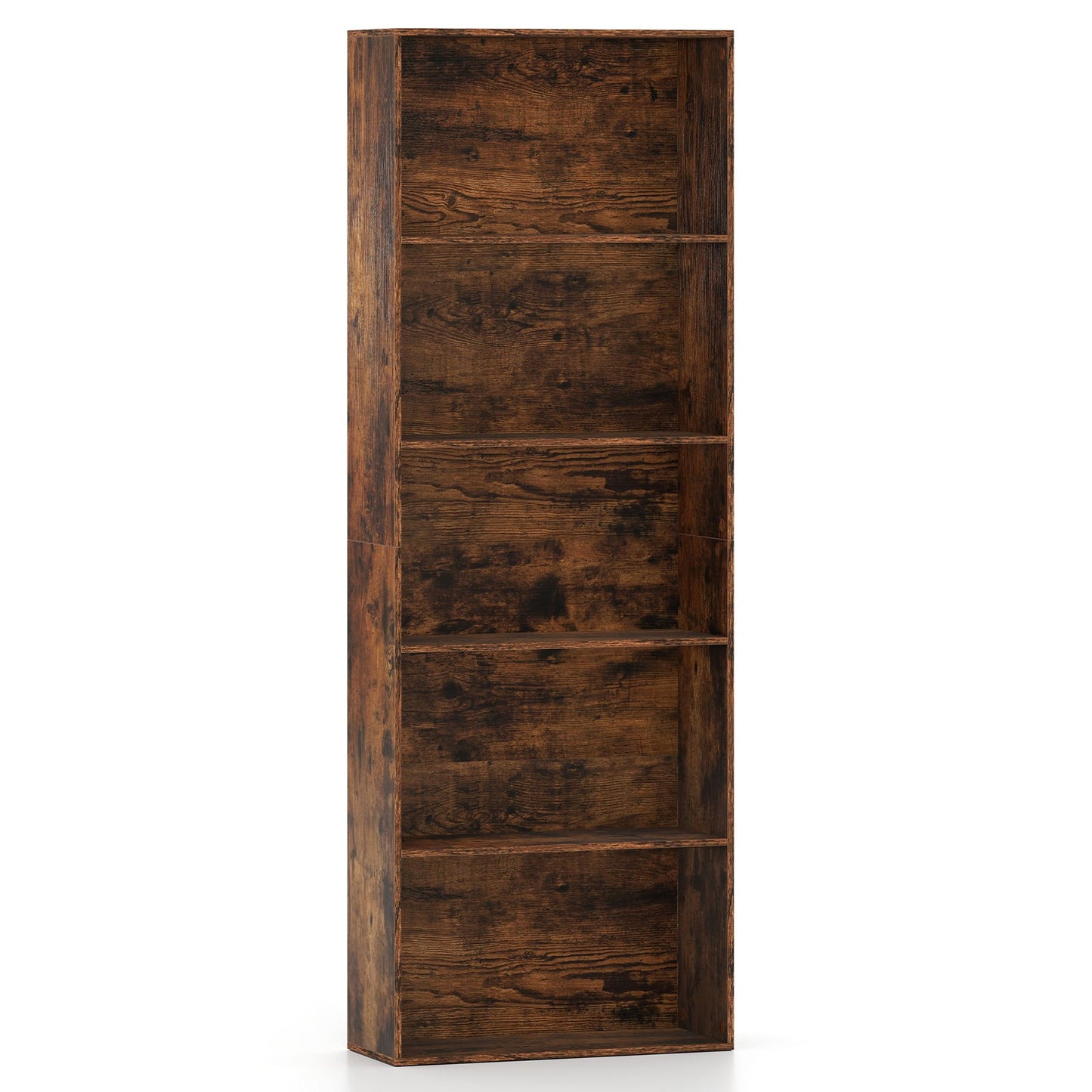 5-Tier Bookshelf with Freestanding Display Shelf and Storage Organizer for Living Room-Rustic Brown