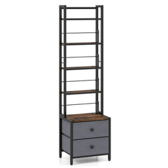 5-Tier CD Storage Rack with Drawers & Adjustable Stoppers for DVDs Books Games-Rustic Brown