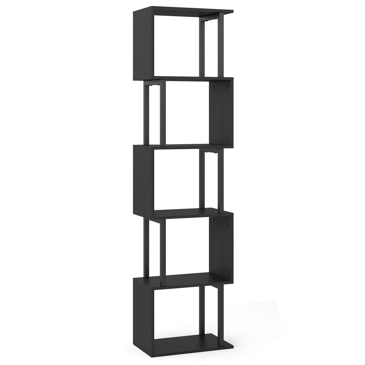 5-Tier Modern Bookshelf with Metal Frame for Home Office-Black