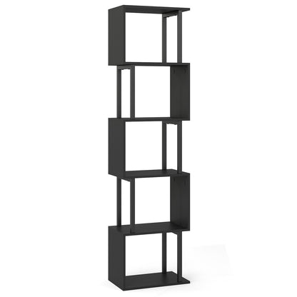 5-Tier Modern Bookshelf with Metal Frame for Home Office-Black